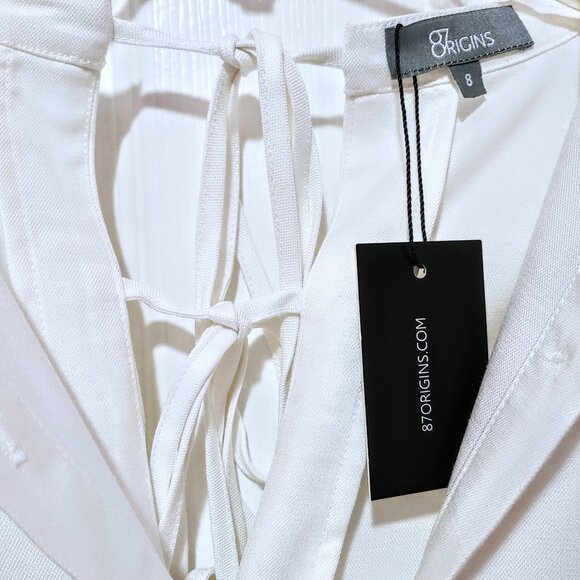 NWT 87Origins Linen Maxi Tunic Dress White Maxi Shirt Dress 100% linen caftan 6 - Picture 7 of 9